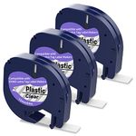 3 X 12267 Compatible with DYMO LetraTag Tape Plastic Clear Dymo Labels for Dymo Letra Tag Label Maker LT-100H 100T QX50 12mm x 4m