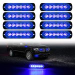 LED Emergency Strobe Lights DIBMS 8x Blue 6 LED Strobe Warning Emergency Flashing Light Caution Construction Hazard Light Bar For Car Truck Van Off Road Vehicle ATV SUV Surface Mount