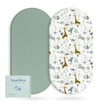 Yoofoss Moses Basket Fitted Sheets 81 x 41 x 8 cm Cozy & Breathable Pram Sheets Fitted for Baby Boy and Girl 2 Pack Easy Care Soft Crib and Bassinet Sheets Green Giraffes