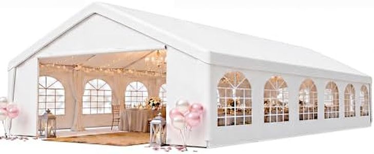 Aoxun 20x40 Party Tent Canopy for Weddings Waterproof Event Tent with Removable Sidewalls &Roll-up Door, Heavy-Duty Steel Frame for Outdoor Weddings, BBQ, Birthday Parties, & Camping,White