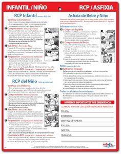 Safety Magnets by ZOCO – Spanish CPR & Choking First Aid Magnet (en Español) – Laminated 8.5x11 Chart for Infants, Children – Heimlich Maneuver Instructions for Home, School, or Workplace