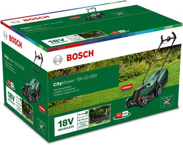 Bosch CityMower 18V Cordless Lawn Mower – 32cm Cutting Width