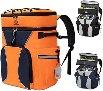 BEGULF Men's Orange Backpack Cooler with 30L Capacity, 5-Layer Insulated, Leakproof Liner, Reflective Strips, Adjustable Chest Buckle, S-Shaped Shoulder Straps