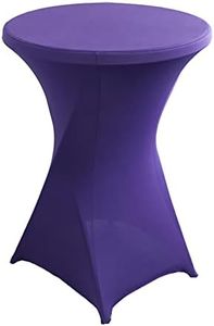 iEventStar Stretch Bar Table Covers, Spandex Bar Table Covers, Bar Tables, Wedding, Strengthening in the Foot Area, Round Tablecloth for Bistro Table, Cocktail Party (Purple, Set of 1 - Diameter 80-85