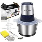 Electric Food Processor, Electric Meat Grinder,Mini Chopper,2L Food Grade 304 Stainless Steel Bowl, 4 Sharp Blades,300W Max Motor Efficient Kitchen Appliance, Fast & Slow 2-Speed Food Processor