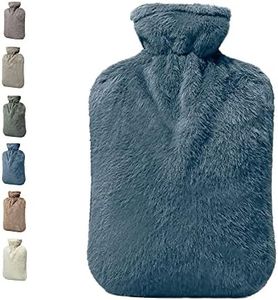 BICAREE Hot Water Bottle with Cover, 2L PVC Hot Water Bag for Neck, Shoulder Pain and Hand Feet Warmer, Menstrual Cramps, Hot Compress and Cold Therapy(Blue Ashes)