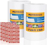 Metronic Bubble Cushioning Wrap 2 Pack 12 Inch x 72ft Total, Dense Bubble Packing Air Wrap Clear Bubble Packing Roll for Shipping and Moving Supplies, Perforated Every 12"