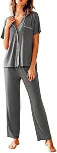 Avidlove Womens Comfort Pajama Set Short-Sleeve with Long Pjs Pants Soft Sleepwear,Gray Pj,Small