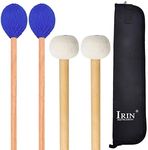 Buytra Marimba Mallets and Timpani Mallets Set with Case - Medium Hard Yarn Head Keyboard Marimba Mallet, Blue - Felt Head Timpani Mallet Stick Percussion