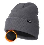 Wmcaps Knit Beanie for Men, Unisex Classic Winter Hats, Fleece Lined Cuffed Mens Beanie and Women, Workwear Thermal Woolly Hat, Birthdays for Her or Him(Slate Gray)