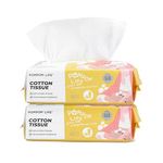 POMPOM LIFE Super Thick Dry Wipes, Ultra Soft Cotton Tissue for Adults and Baby,100% Cotton Disposable Face Towel for All Skin Type, 200 Count Facial Tissue for Cleansing,Skincare, Incontinence Care