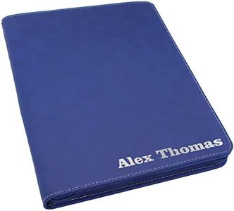 The Wedding Party Store Personalized Portfolio Pad Holder with Zipper - Custom Padfolio (Blue with Silver)