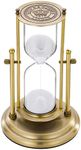 SuLiao Antique 60 Minute Hourglass, 360° Revolving Sand Timer, Large Brass Sand Clock, White Sand Watch, Vintage Reloj De Arena 1 Hora, Unique Metal One Hour Glass for Home, Desk, Office Decor