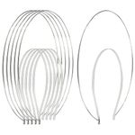 Lawie 6 Pack 2 Layer Metal Silver Queen Goddess Angel Halo Crown Headband Thin Hairbands Tiara Hair Hoops DIY Craft Plain Base Wedding Bridal Headpieces Prom Halloween Party Hair Accessories