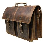 16" Mens Briefcase for Laptop Genuine Leather Messenger Bag for Men Satchel Distressed Stylish Professional Shoulder Bag