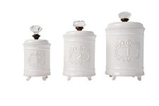 Mud Pie 4931002 Kitchen Canister (Set of 3), White