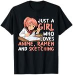 Just A Girl Who Loves Anime Ramen And Sketching Japan Anime T-Shirt