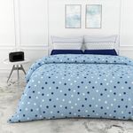 LORETO – A QUALITY LINEN BRAND 144 TC 100% Cotton Bedsheet for Double Bed with 2 Pillow Covers -Nile Blue Stars