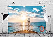 CORFOTO 9x6ft Ocean Cruise Backdrop Travel Summer Sea Tropical Cruise Ship Photography Background Cruise Theme Party Decorations Nautical Birthday Party Supplies Baby Shower Photo Studio Props Fabric