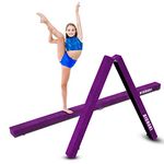 8FT Folding Balance Beam, Floor Gymnastics Equipment for Gymnast Kids Adults, Non Slip Rubber Base, Professional Balance Beam for Home Training(Purple)