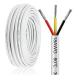 50FT 18 Gauge Wire 3 Conductor, 18AWG Electrical Wire, 18/3 Oxygen Free Stranded Tinned Copper Wire, Insulated Low Voltage Cable for LED Lamps Lights Automotive