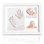 HomeCloud Wooden Photo Frame and Baby Handprint & Footprint Makers Kit: Perfect Keepsake for Newborn Boys & Girls with Baby Picture Frames (Small_White)