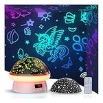 TEKFUN Kids Night Light Projector, 360° Rotation Star Projector Light with Starry Sky and Unicorn Theme, Baby Projector Sensory Lights Unicorn Toys Gift for Birthday, Parties, Bedroom (Pink)