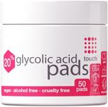 20% Glycolic Acid Pads Exfoliating And Resurfacing AHA Peel Face Wipes - Great for Anti-Aging, Dullness, Pores, Acne Scars, Fine Wrinkles, Uneven Skin Tone & Texture, Hyperpigmentation, 50 Count