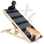 Pawaboo Dog Ramp for Bed Couch, Extra Wide Portable Wooden Pet Ramp, 4 Adjustable Height from 11.6'' to 22.4'', Pet Step for Small Medium Dog Cat with Non-slip Mat, Up to 143lbs, Use for Car Couch Bed