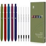 MengRan Gel Pens,0.5mm Tip,Quick Drying Black Ink Pens Fine Point Smooth Writing Pens Cute Retractable Pens for Journaling Note Taking (5 Pcs Vintage+5 Pcs Original Refills)