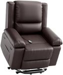 GarveeHome PU Leather Power Lift Recliner Chair with Massage and Heat, Adjustable Furniture for Back, Legs w/ 3 Positions, USB Port, Side Pocket (Brown, 22" Seat Width)