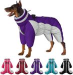 SUNFURA Four Legged Dog Coat Warm Fleece Dog Jacket, Reflective Turtleneck Dog Winter Coats with Harness, Windproof Waterproof Full Body Puffer Dog Snowsuit Snow Jackets for Small Medium Large Dogs