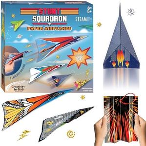 Creativity for Kids Stunt Squadron Fold & Launch Paper Airplanes: Create 80 Paper Airplanes, STEM Science Kit for Kids, Paper Airplane Craft Kit for Kids, Gifts and Toys for Boys Ages 6-8+