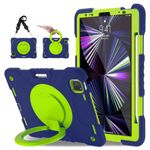 ANDNARY Case iPad Pro 11 Case/iPad Air 4 Case 2020/iPad Air 5 Case 2022 for Kids,iPad 10.9 Case,[PC+Silicone][360 Rotating Foldable Stand]Shock-Proof Kids Case for iPad Air 4/5/iPad Pro 11“-Navy+Green