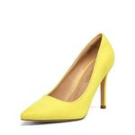 DREAM PAIRS Women's Yellow Suede High Heel Pump Shoes - 8.5 M US