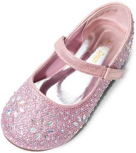 DREAM PAIRS Toddler Girl's Dress Shoes Mary Jane Rhinestone Ballerina Flat for Party, Birthday, Performance, Wedding,Size 5 Toddler,Pink,ANGEL-66-1