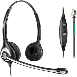 Wantek RJ9 Telephone Headset with Microphone Noise Cancelling, Office Phone Headset Compatible with Plantronics S12 Polycom VVX310 VVX410 VVX411 Avaya 1416 ShoreTel 230 Allworx NEC Landline Phones