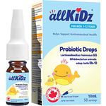 allKiDz Probiotic Drops for Infants Babies Toddlers Kids Children, Liquid Supplement for Immune & Digestive Health, Lactobacillus rhamnosus GG + Bifidobacterium animalis Bb-12, 2 Billion CFU, No Preservatives, No sugar, Unflavoured, 10 Milliliter 50 Servings