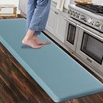 Carvapet Non Slip Kitchen Mat Anti Fatigue Standing Mats Cushioned Comfort Kitchen Floor Mats PVC Waterproof Runner Rug for Standing Desk, Kitchen, Office (Teal,44x152cm)