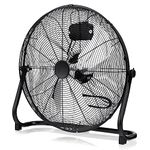 GiantexUK 20” High Velocity Floor Fan, 3 Speed Floor Standing Cooling Fan with 145° Adjustable Tilt Angle, Portable Cold Air Circulation Fan for Gym, Home Office and Factory, Black