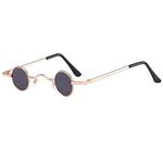 Dzrige Round Polarized Hippie Sunglasses Classic Retro Punk Small Round Sunglasses Funny Small Circle Glasses for Women Men (Gold Frame), Gold, 5.5x 5.3 inches