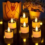 Goldprice 6 Pcs Solar Candles - Rechargeable Flickering Tea Lights Solar Powered Outdoor Flameless Lamp Nightlights Waterproof LED Candles for Lanterns Bedroom Camping Party Home Decorations