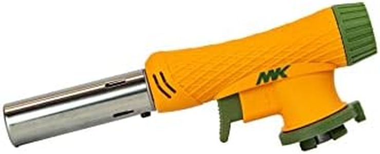 MK Lighter Outdoor Series Blow Torch Head with Adjustable Flame and Safety Lock, Ideal for Cooking, Baking, Creme Brulee, BBQ (Butane Canister Not Included) (Orange)