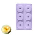 Silicone Donut Moulds,Food Grade Silicone Non-Stick 6-Well Donut Mould，Suitable for households and Dessert Shops(Purple)