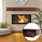 MANTELSDIRECT Houston Floating Wood Mantel Shelf with Hidden Storage Compartment - Mocha 72 Inch | Beautiful Wooden Rustic Shelf for TV Remotes, Controllers, and Décor