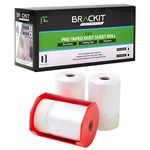 brackit Masking Film Dust Sheet Roll with Easy Tear Dispenser – 55cm x 30m – 8-Micron – For Professionals and DIY projects – 3 Pack