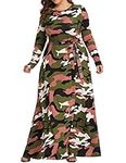 XUGWLKJ Plus Size Camouflage Maxi D