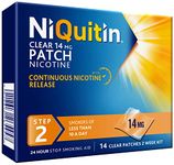 NiQuitin 14 mg Nicotine Patch - Step 2 - Stop Smoking Aid Therapy - 14 Clear Patches for 2 Weeks Treatment - 24h Craving Control - Invisible Nicotine Patches,14 Count (Pack of 1)