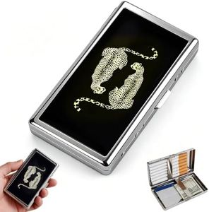 Stainless Steel Cigarette Case Card Wallet Dual Leopard Print