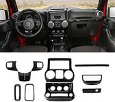 Voodonala Center Console Dash Panel Cover Interior Dacoration Accessories 10PCS Full Set Interior Decoration Trim Kit for Jeep Wrangler JK JKU 2011-2017 4 Door (Black)